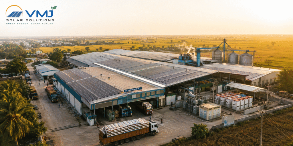rice mill in Andhra Pradesh with expansive rooftop solar panels