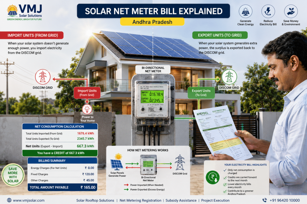 solar net meter bill in Andhra Pradesh