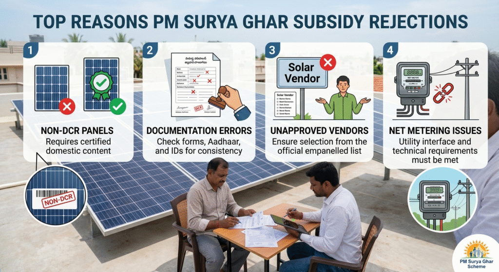 top reasons PM Surya Ghar subsidy applications get rejected