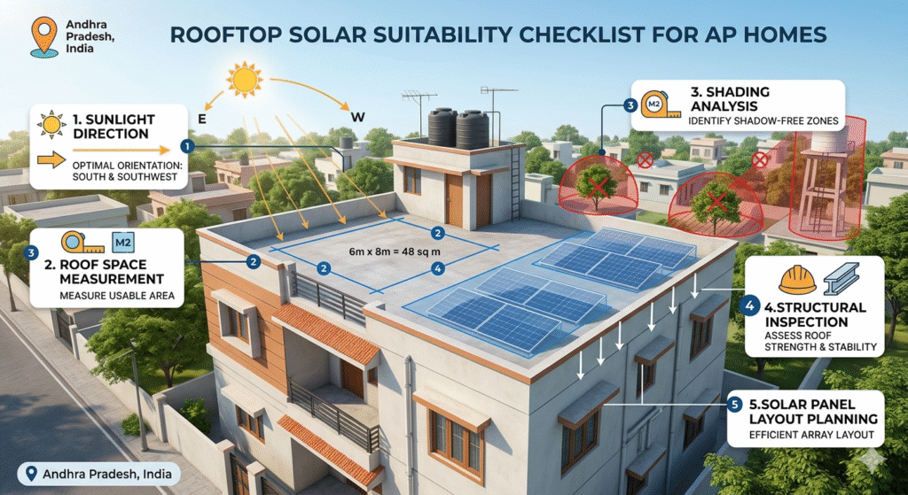 rooftop solar suitability checklist visual for Andhra Pradesh