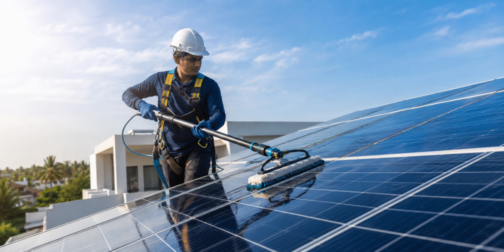 safely cleaning rooftop solar panels
