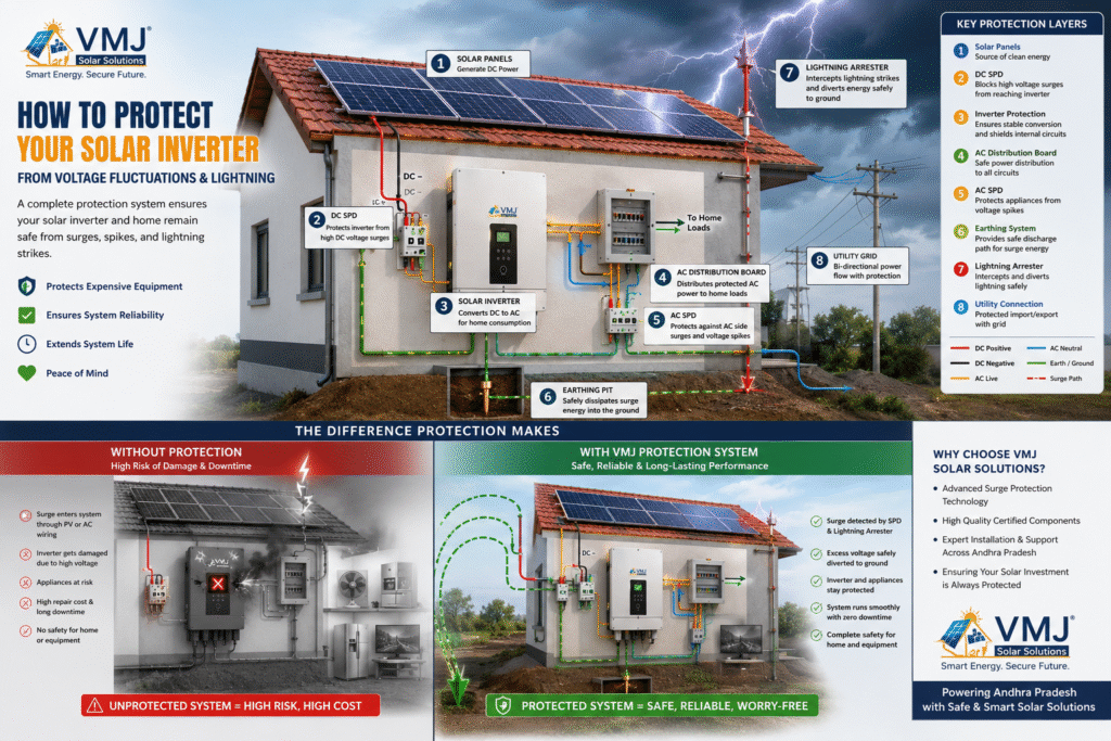 how to protect a solar inverter from voltage fluctuations and lightning