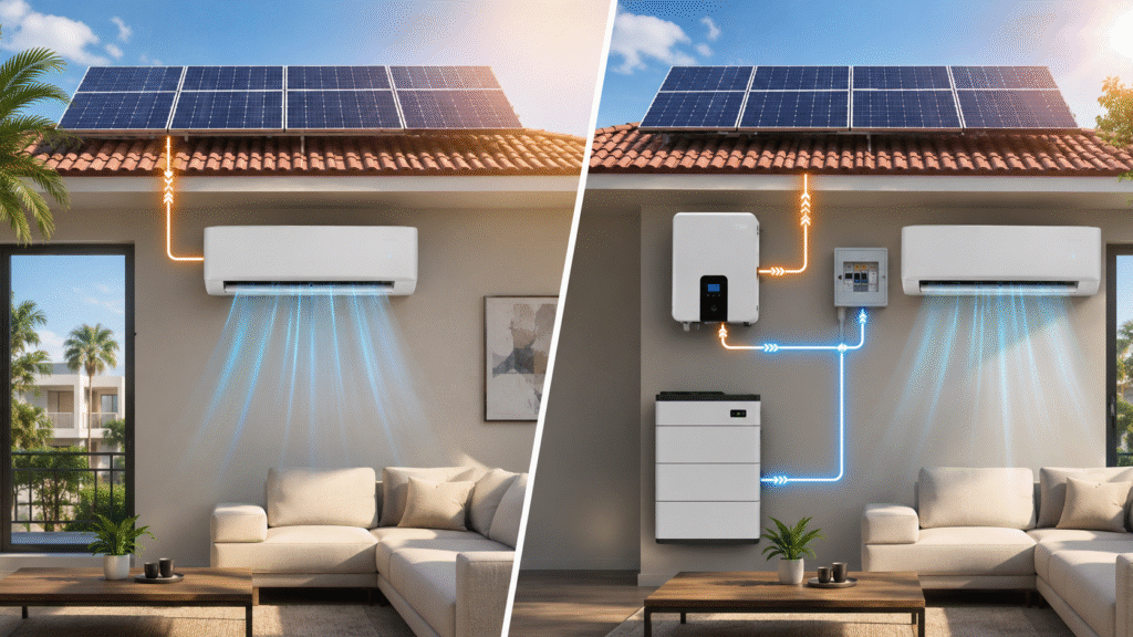inverter AC with solar panels