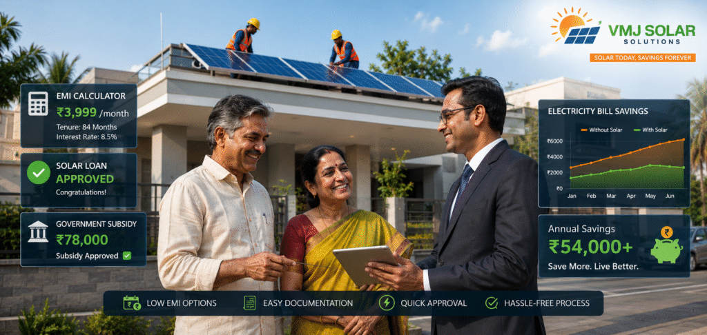 independent house in West Godavari, Andhra Pradesh with rooftop solar panels being installed