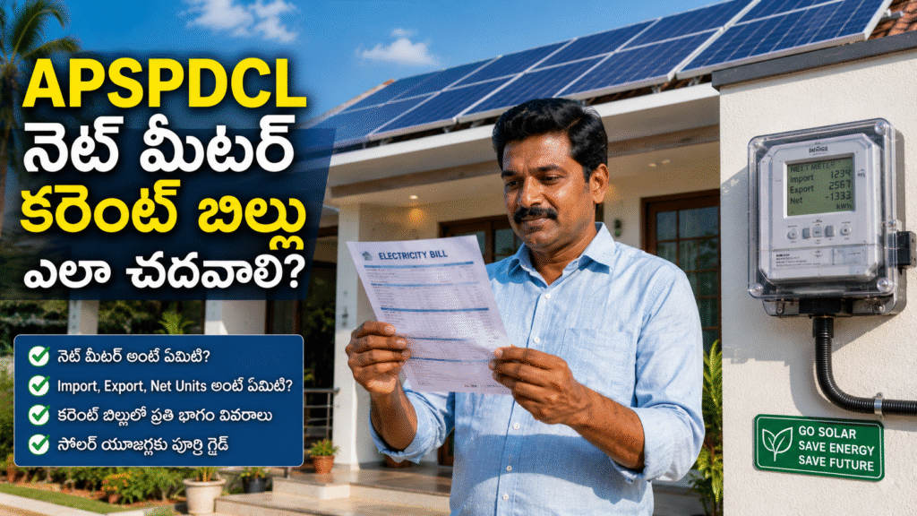 How do I read an APSPDCL net meter bill?