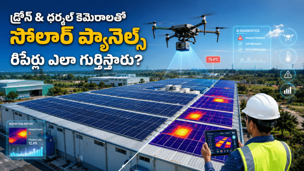 డ్రోన్ & థర్మల్ కెమెరాలతో సోలార్ ప్యానెల్స్ రిపేర్లు ఎలా గుర్తిస్తారు?